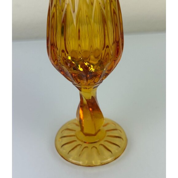 Fenton Colonial Vintage Amber Glass Art Swung Vase Thumbprint Base 12" Boho - Picture 9 of 15